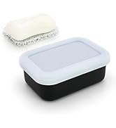 OZNER Leak Proof Travel Soap Container (Black) - Silicone Soap Case with Drainage Pad, Compact Sh...