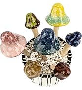 KINCHYGO, 7 Pack Ceramic Mushroom Plant Stakes Nodding Mushrooms Shaped Stake Decorative Pottery ...