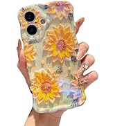 XIZYO Case for iPhone 16, Colorful Retro Oil Painting Flower Cute Floral Aesthetic Curly Wave Fra...