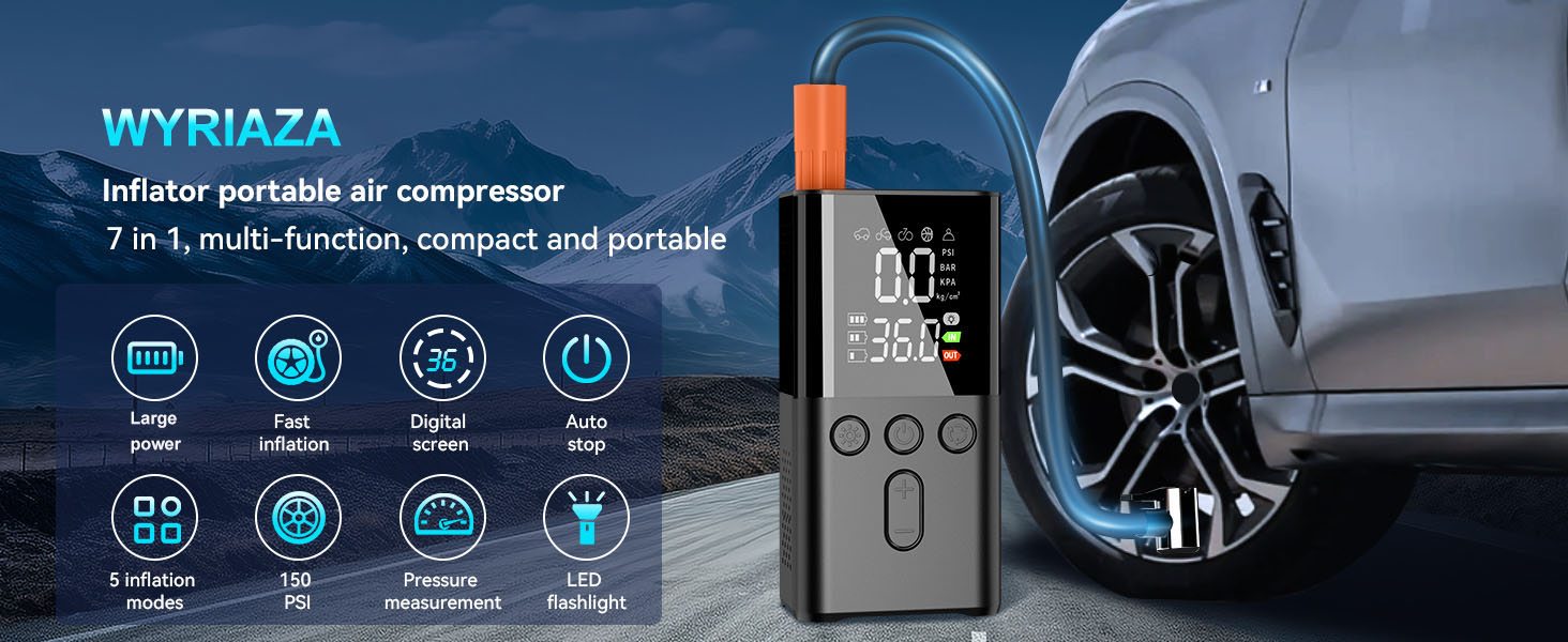 WYRIAZA Tire Inflator Portable Air Compressor