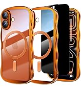 Misscase for iPhone 17 Case with Privacy Screen Protector,Compatible with MagSafe,Cute Wave Frame...