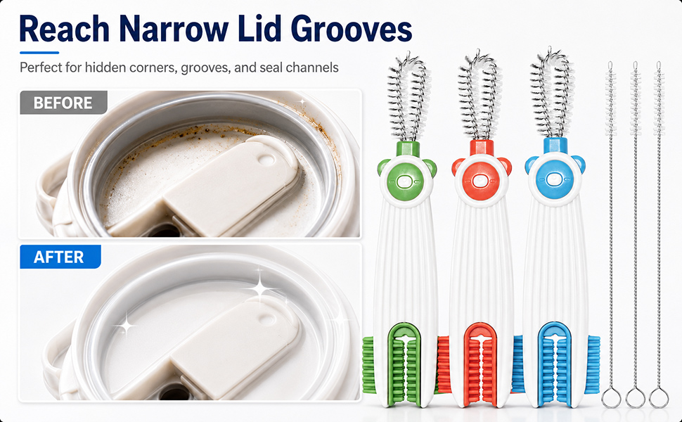 3 in 1 Cup Lid Gap Cleaning Brush Set