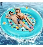 2-Person Pool Floats Adult Heavy Duty, LUSARRYWILL 80"X80" Inflatable Pool Mats with Cup Holders,...