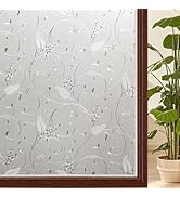 Bloss Window Privacy Film Decorative Stained Glass Floral Windows Film Non Adhesive Heat Blocking...