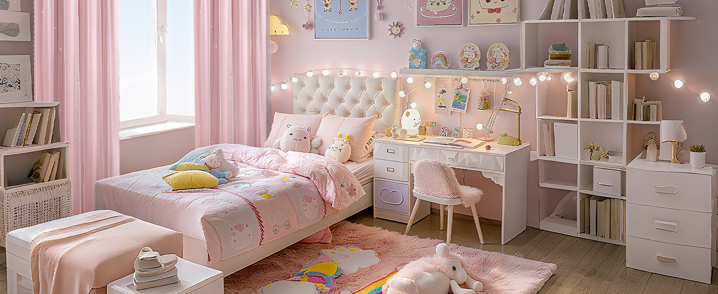 pink curtains