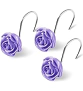 Litabel Rose Shower Curtain Hooks 12PCS,Rose Home Decorative Shower Curtain Hooks Metal Rustproof...
