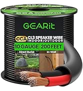 GEARit Outdoor Speaker Wire CL3 Rated, 10 Gauge Speaker Wire, Speaker Cable 200 ft for Outdoor Sp...