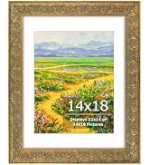 Golden State Art,14x18 Ornate Picture Frame with White Mat for 11x14 Photo or Display 14 x 18 Pri...