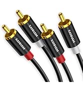 XANHAM 2RCA to 2RCA Cable 6.6 Feet Gold-Plated Contacts 2 RCA Male to Male Audio Cable for Speake...