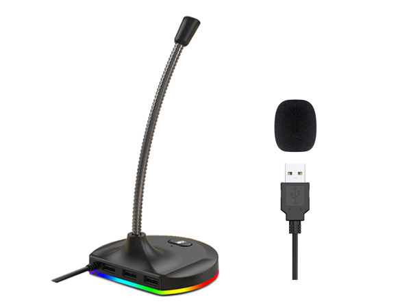 USB Microphone,Desktop Computer Mic with Mute Button and RGB Lighting
