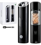GATGOODS Gravity Electric Salt and Pepper Grinder Set, Adjustable Coarseness, Warm LED Light, One...