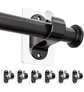 6-Pack No Hole Curtain Rod Brackets Hangers, Self Adhesive Curtain Rod Holders, No Drilling, No N...