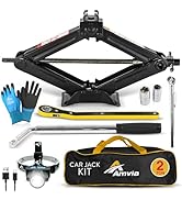 Car Jack Kit | Scissor Jack for Car 2 Ton (4,400 lbs) - Tire Jack Tool Kit | Portable, Ideal for ...