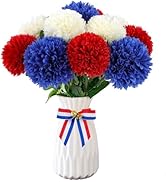 Hananona 12 Pcs Artificial Chrysanthemums Flowers Patriotic Flower, 4th of July Fake Mums Flowers...