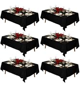 Fixwal 6 Pack Black Table Cloth for Rectangle Table, 70 x 120 Inch Polyester Fabric Tablecloths R...