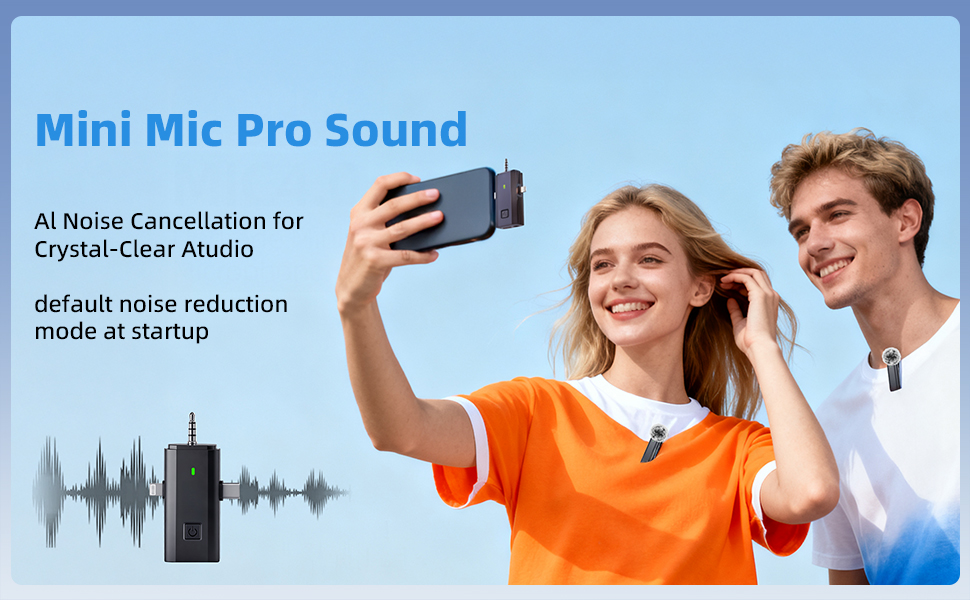 3 in 1 Wireless Lavalier Microphone for iPhone, Android, Camera, Mini Wireless Microphone