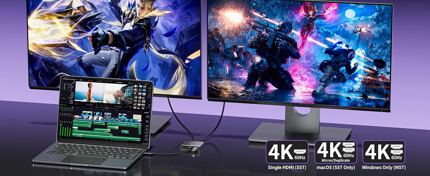 USB C to Dual HDMI Adapter