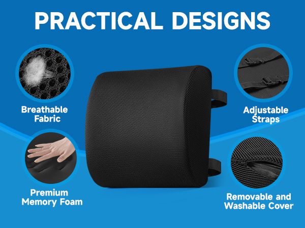 chair back support;neocushion lumbar support pillow;everlasting comfort lumbar support pillow