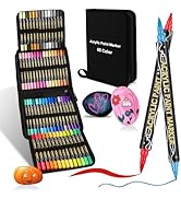 60 Colors Acrylic Paint Markers,Dual Tip Acrylic Paint Pens Paint Markers,Includes 12 Metallic Br...