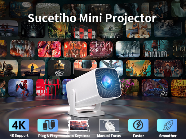 Portable mini projector for home cinema and outdoor movies