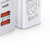 [2-Pack] USB C Wall Charger, 40W 4-Port Fast Charging Block USB C Charger Dual Port PD Power Deli...