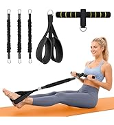Upgraded Pedal Resistance Band with Handle, Removable Thickened 3 Tubes and Soft Fabric Foot Peda...