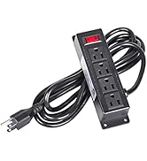 Mountable Power Strip with 4 Outlet, Wall Mount Under Desk Power Strip with 10ft Cord, Flat Plug ...