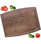 Personalized Cutting Board Long Distance Relationship Gift - Handmade Chopping Board with Juice G...