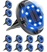 Biling Solar Pathway Lights Outdoor Uplight Sidelight, 12 Packs Blue Bright Solar Ground Lights W...