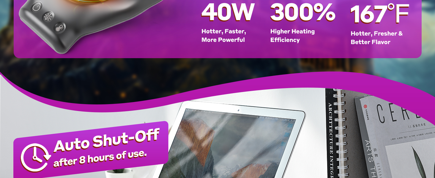 Hand Heating Mug Warmer &amp;amp; Mug Set - 3 Temp Settings, Coffee Cup Warmer Plate for Desk Auto Shut Off