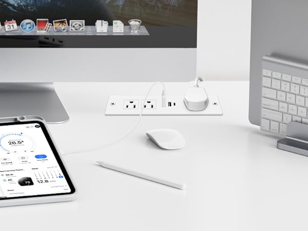 20W USB C Recessed Power Strip