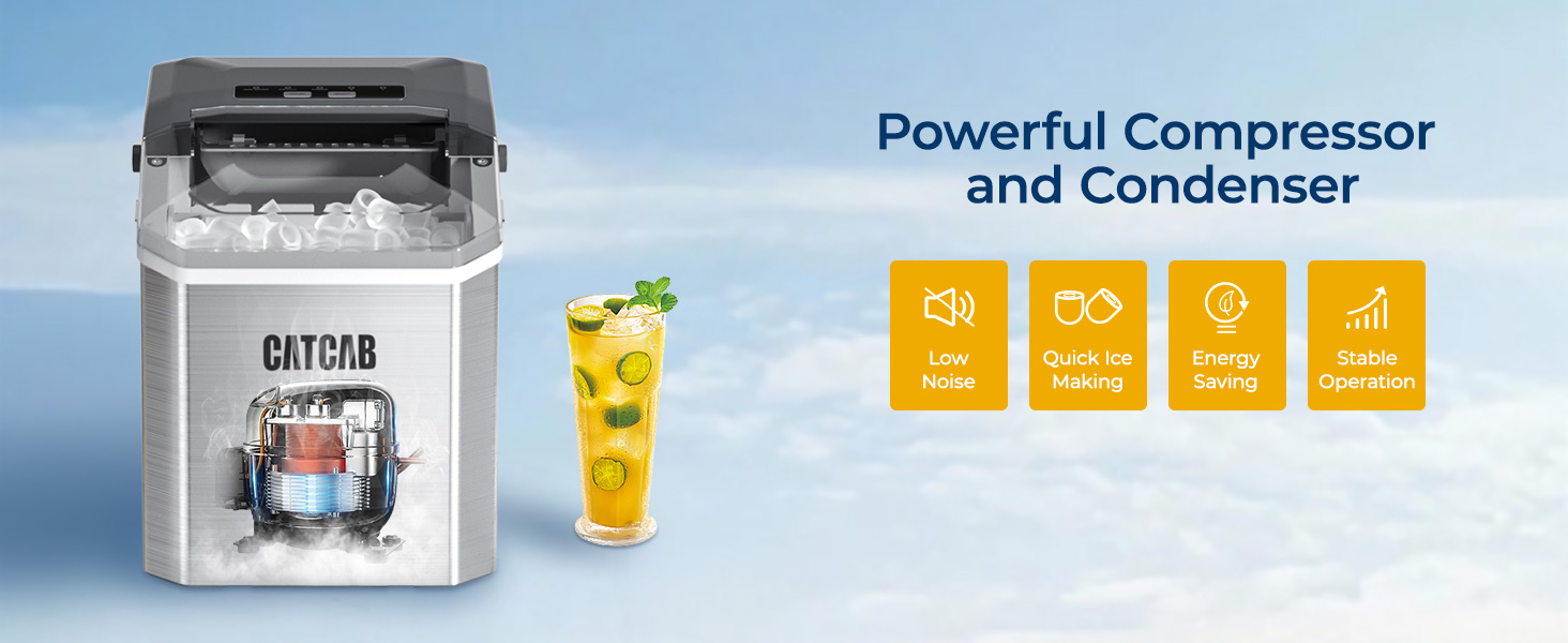 Compact Countertop Ice Makers with Powerful Compressor and Condenser