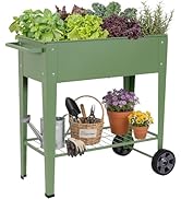 Permade Elevated Raised Garden Bed with Legs- Galvanized Raised Beds for Gardening on Wheels, Ant...