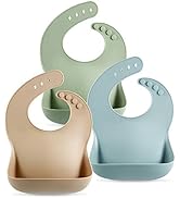 PandaEar Set of 3 Cute Silicone Baby Bibs for Babies &amp; Toddlers (10-72 Months) Waterproof, Soft, ...