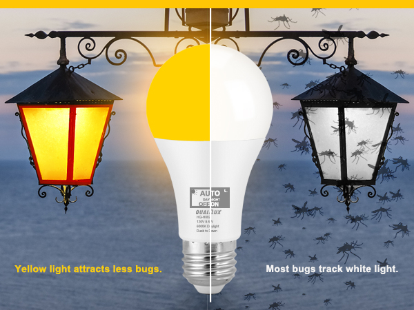 QUALILUX Dusk to Dawn Yellow Bug Light Bulbs 9.5W A+2 600X450