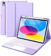 Harvopu Compatible for iPad 10th Generation Case with Keyboard, Folio Cover with Pencil Holder, M...