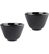 Angoily 2pcs Japanese Tea Cup Black Cups Japanese Cast Iron Tea Set Chinese Retro Kung Fu Teacup ...
