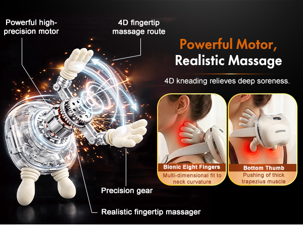 Wireless Neck Massager with Heat, Rechargeable Shiatsu Neck and Shoulder Massage