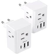 [2-Pack] European Travel Plug Adapter - International Plug Adapter with USB Ports(1 USB C), Trave...