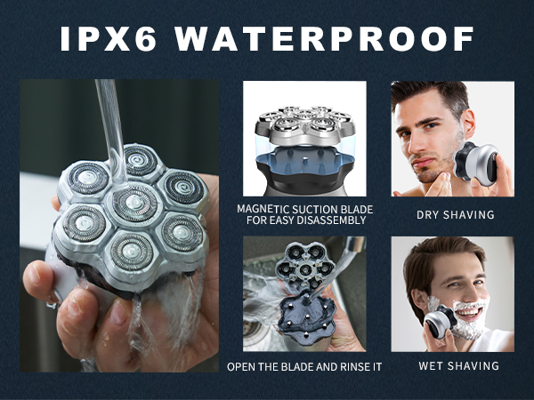 Head Shavers for Bald Men,travel shaver for bald men,IPX7 electric shaver bald men,bald razor mens