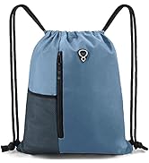 Drawstring Backpack Sports Gym Bag for Women Men Children Large Size with Zipper and Water Bottle...