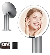 SJZX Silver Lighted Makeup Mirror with Travel Case &amp; 10X Magnification, Rechargeable Vanity Mirro...