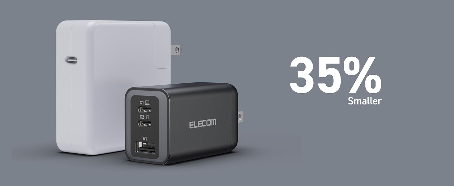 Elecom Wall Charger 65 watt 3 Port