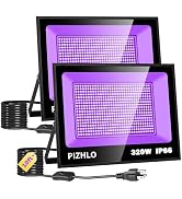 2 Pack 320W LED Black Light, Blacklight Flood Light with Plug &amp; Switch, IP66 Waterproof Outdoor B...