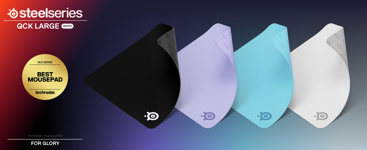 SteelSeries QcK Mousepads in Black, Lavender, Aqua, and White