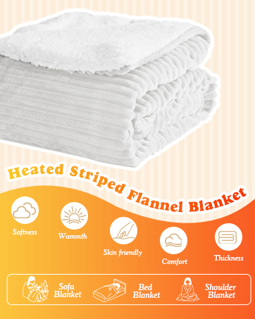striped heated flannel blanket