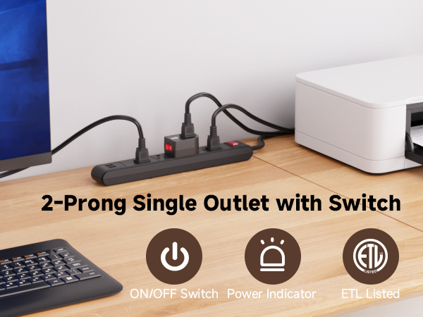 Cable Matters 2-prong outlet switches with on/off button for appliances