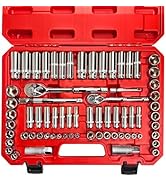 EACELIY 69pcs 1/4”&amp;3/8" Drive Impact Socket Set,Drive Master Socket Set,SAE/Metric, Deep &amp; Shallo...