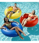 Funscape Large Inflatable Pool Float Rings for Adults Kid, 3 Pack 44" Swim Floaties Tube W/Handle...
