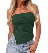 PRETTYGARDEN Going Out Tube Tops for Women Trendy Summer 2026 Asymmetrical Ruched Strapless Bande...